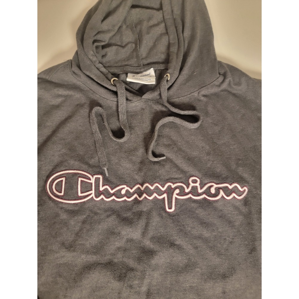 Champion Mens 2XLT Gray Heather Logo Pullover Hoodie Pink Outline Big Tall